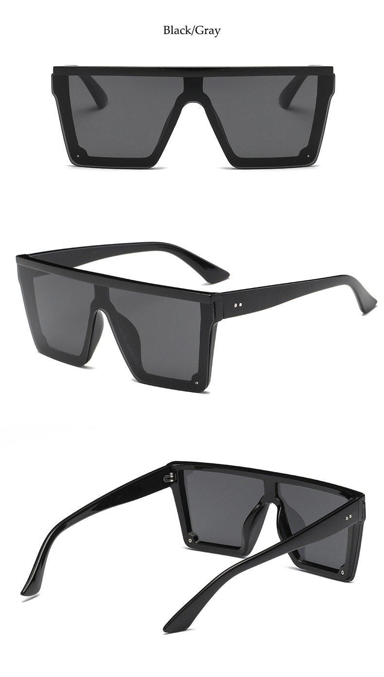 Stevvex Oversized Flat Top Square Mirror Sunglasses – UV400 8 Colors
