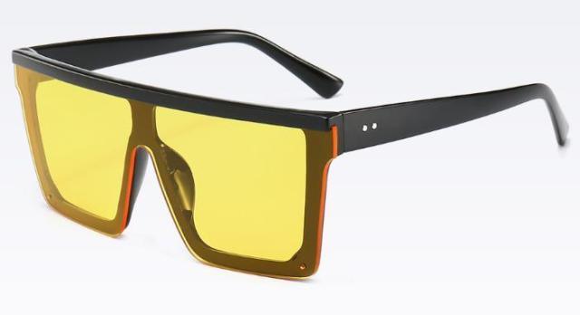 Stevvex Oversized Flat Top Square Mirror Sunglasses – UV400 8 Colors