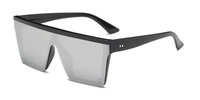 Stevvex Oversized Flat Top Square Mirror Sunglasses – UV400 8 Colors