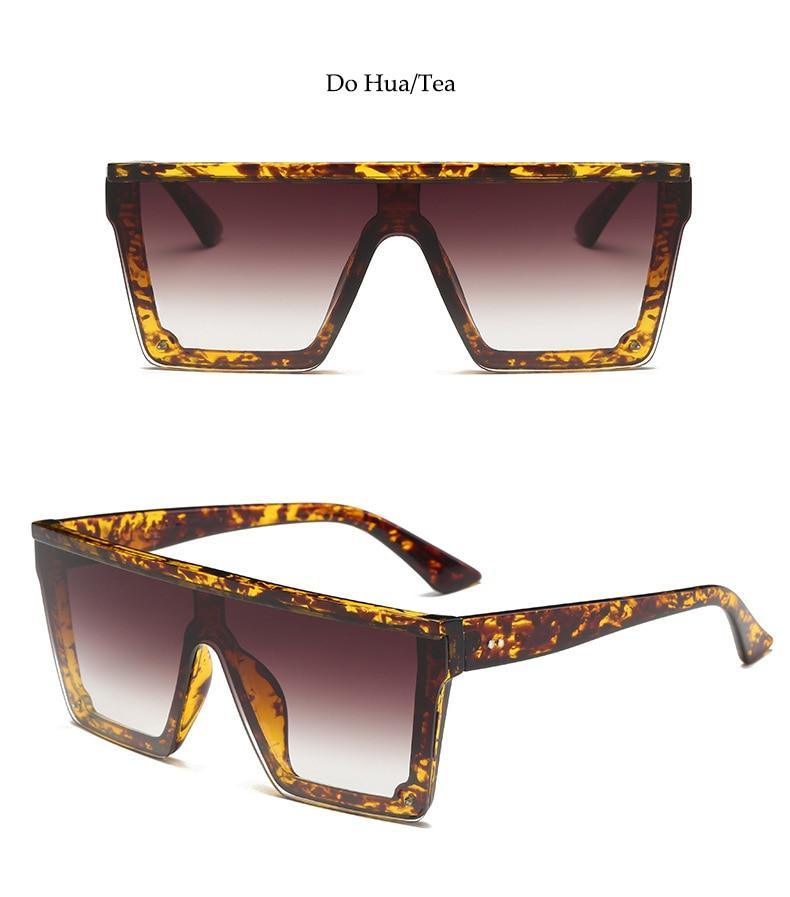 Stevvex Oversized Flat Top Square Mirror Sunglasses – UV400 8 Colors