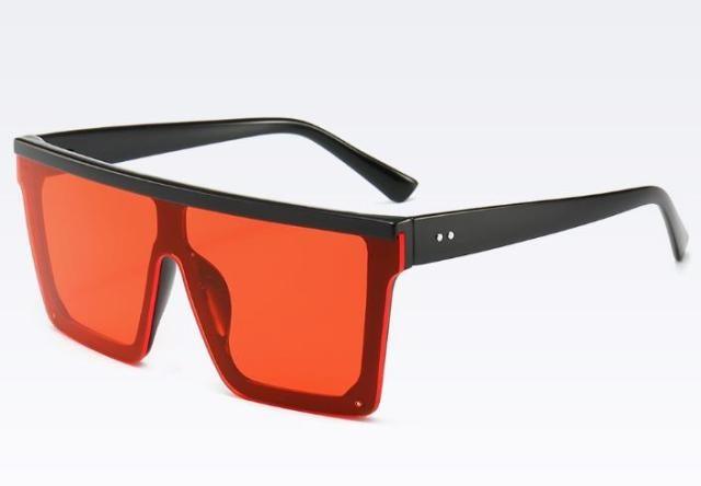 Stevvex Oversized Flat Top Square Mirror Sunglasses – UV400 8 Colors