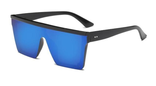 Stevvex Oversized Flat Top Square Mirror Sunglasses – UV400 8 Colors
