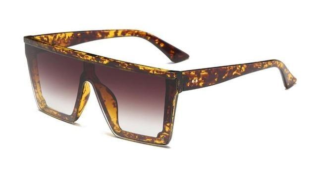 Stevvex Oversized Flat Top Square Mirror Sunglasses – UV400 8 Colors