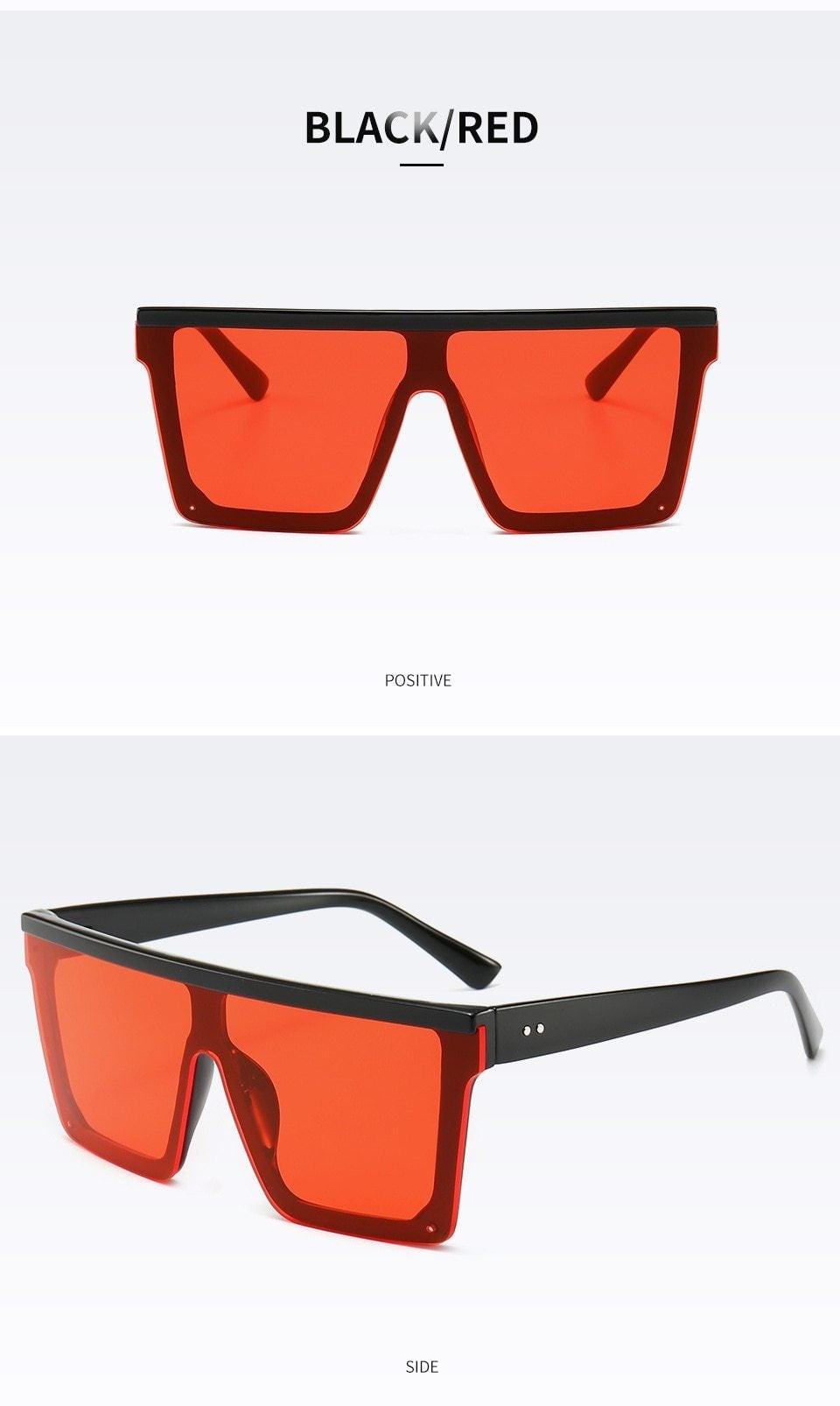 Stevvex Oversized Flat Top Square Mirror Sunglasses – UV400 8 Colors