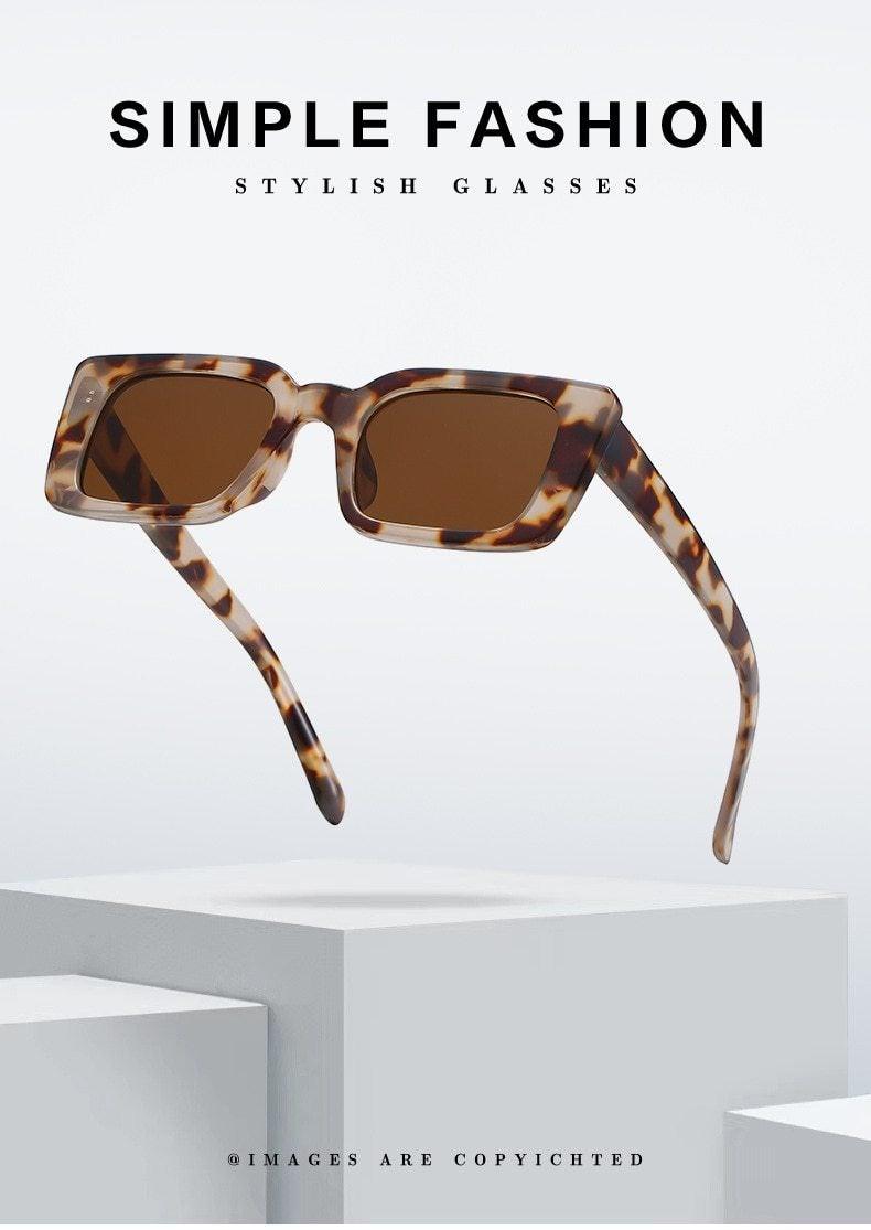 Stevvex Classic Rectangle Thick Frame Sunglasses – UV400 Retro