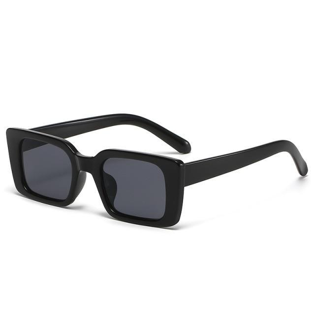 Stevvex Classic Rectangle Thick Frame Sunglasses – UV400 Retro