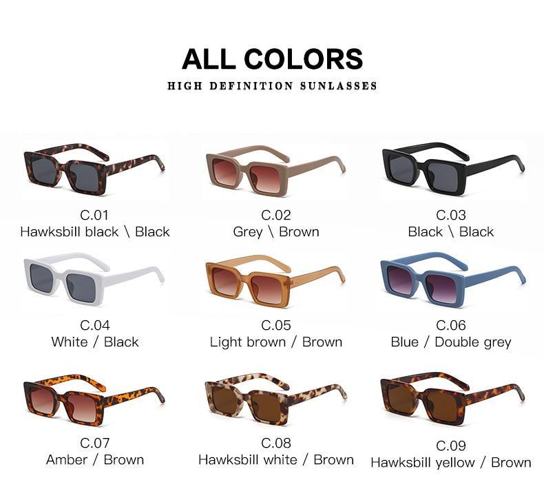 Stevvex Classic Rectangle Thick Frame Sunglasses – UV400 Retro