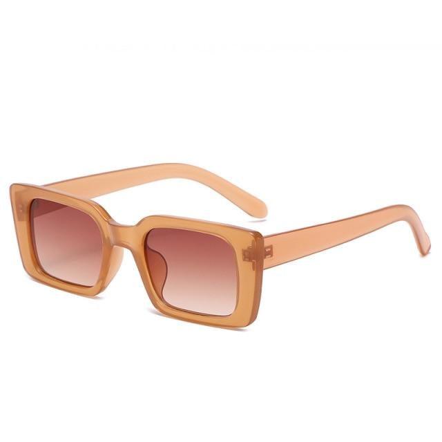 Stevvex Classic Rectangle Thick Frame Sunglasses – UV400 Retro