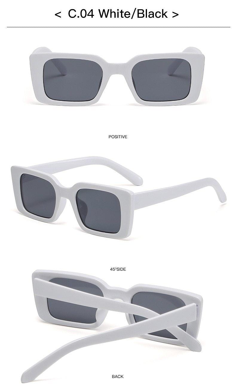 Stevvex Classic Rectangle Thick Frame Sunglasses – UV400 Retro
