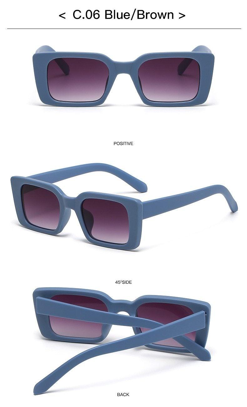 Stevvex Classic Rectangle Thick Frame Sunglasses – UV400 Retro