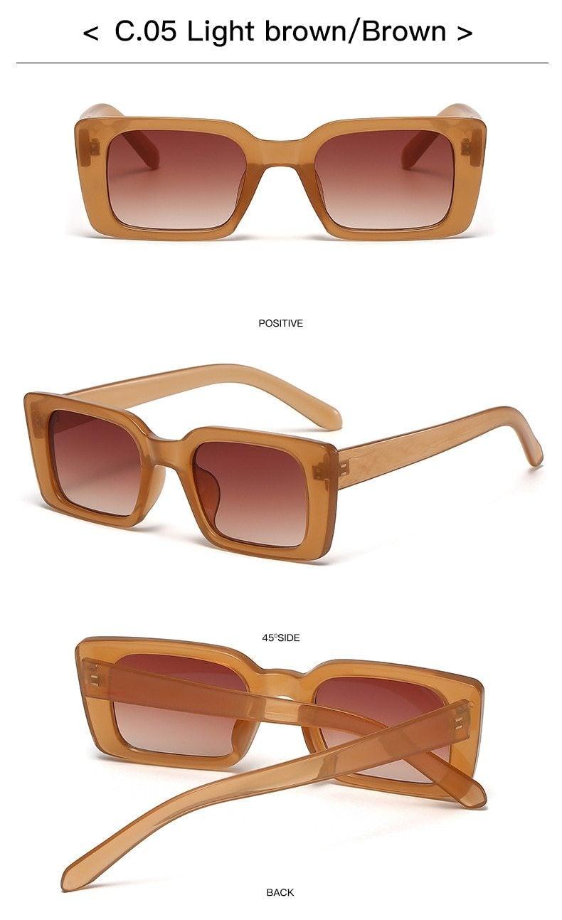 Stevvex Classic Rectangle Thick Frame Sunglasses – UV400 Retro