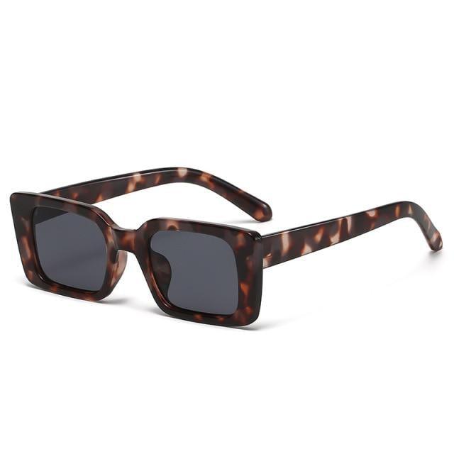Stevvex Classic Rectangle Thick Frame Sunglasses – UV400 Retro