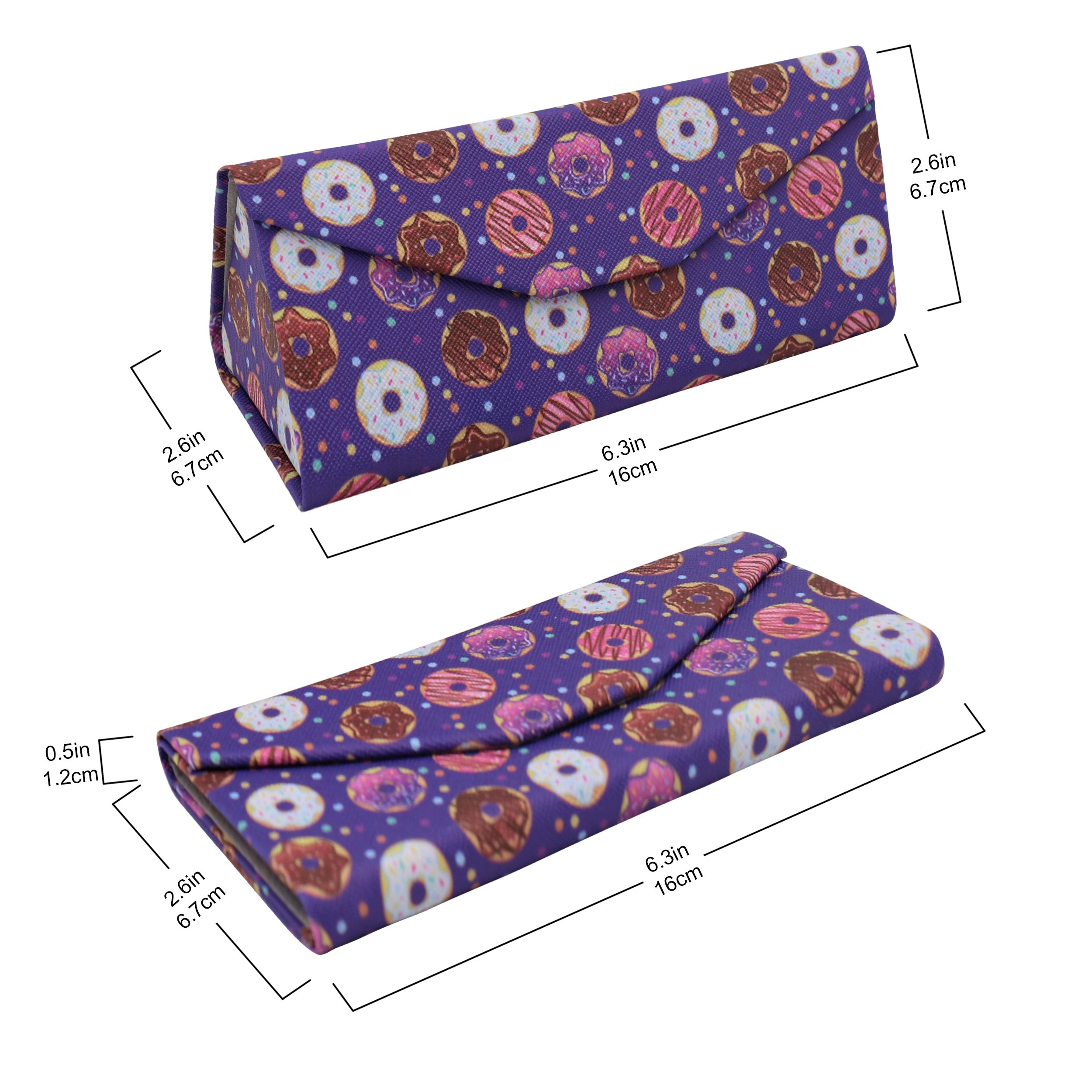 Donuts Print Vegan Leather Glasses Case