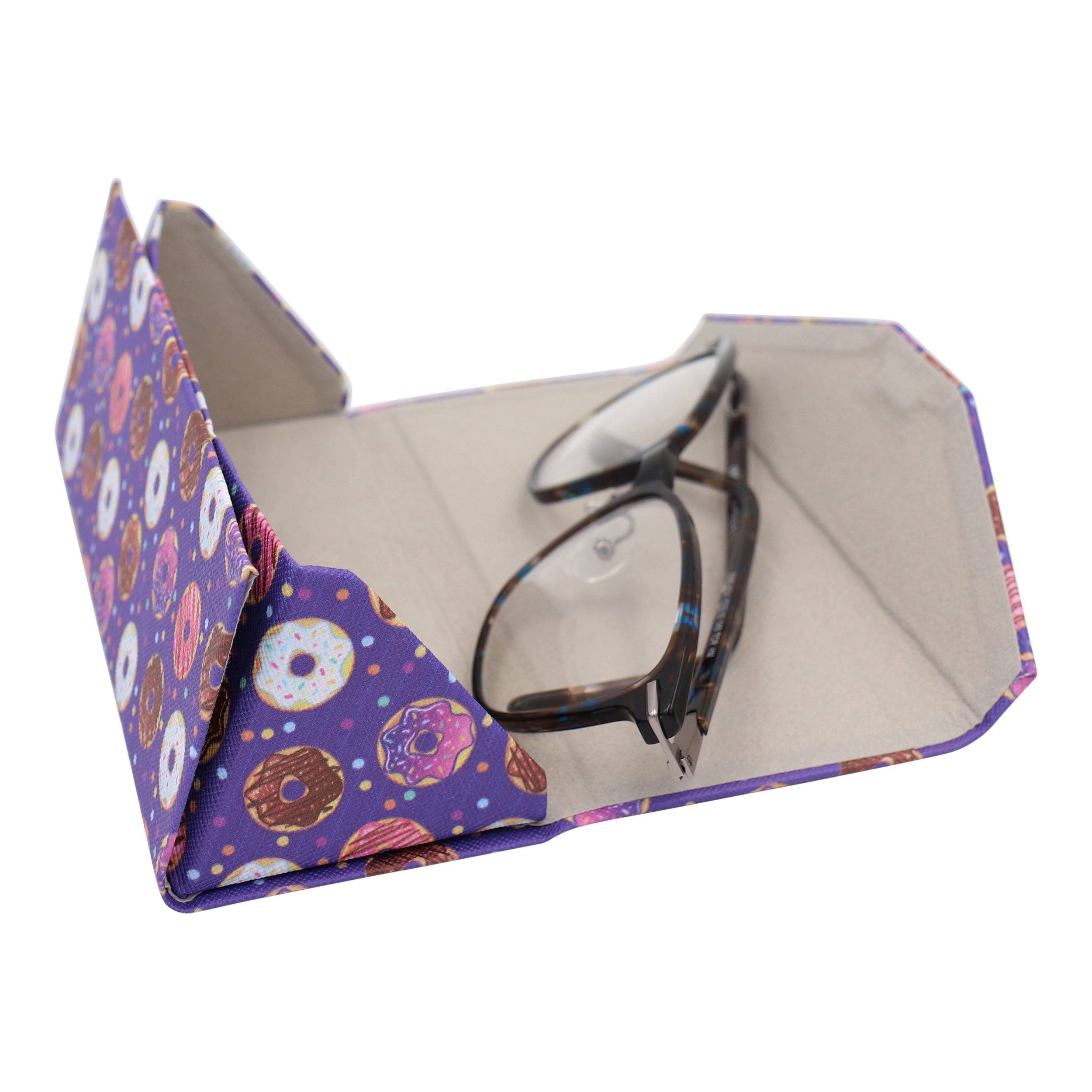 Donuts Print Vegan Leather Glasses Case