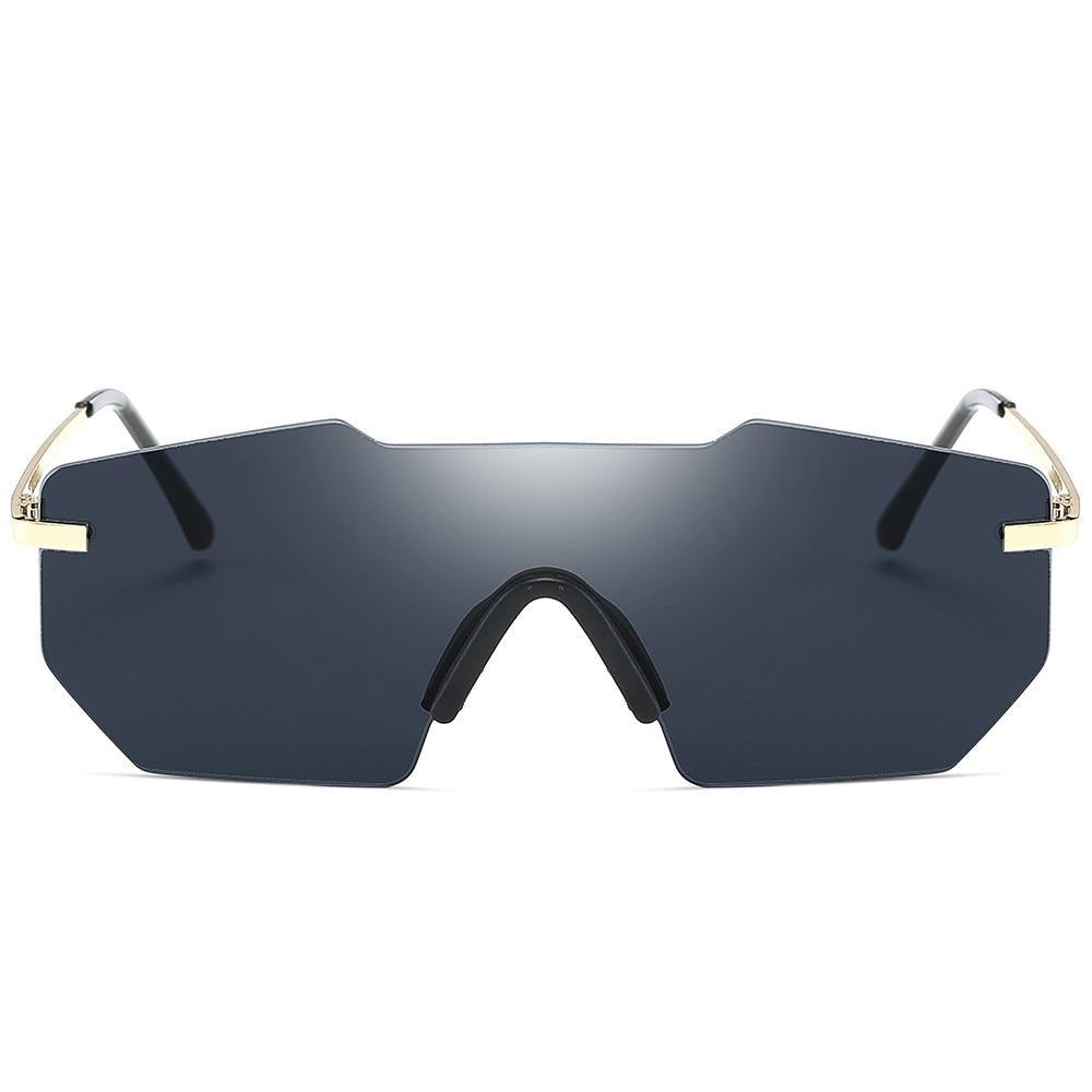 Stevvex UV400 cycling sunglasses with polarized, mirror lenses, frameless rectangle shape for men and women, ideal for sports and outdoor activities.