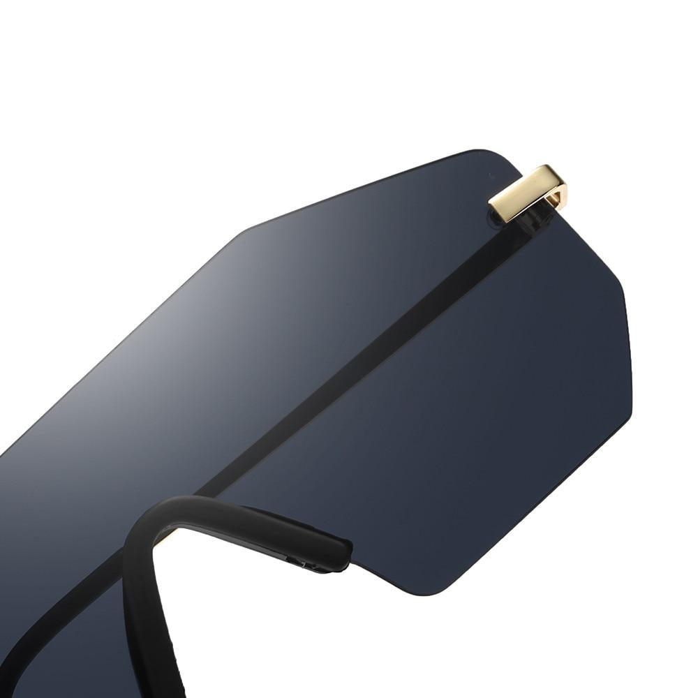 Stevvex UV400 cycling sunglasses with mirror lenses, unisex, rectangular shape, frameless design, suitable for sports like running and fishing.
