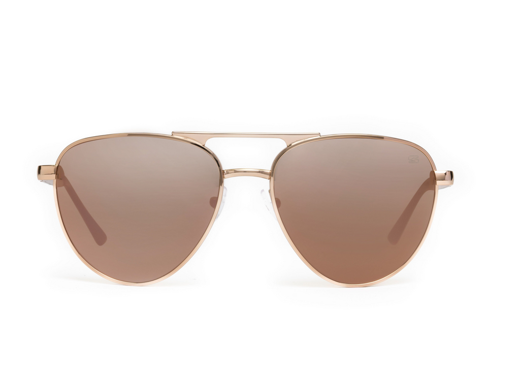 Skeleton Optics Dara Aviator Rose Gold Polarized Sunglasses for Men & Women
