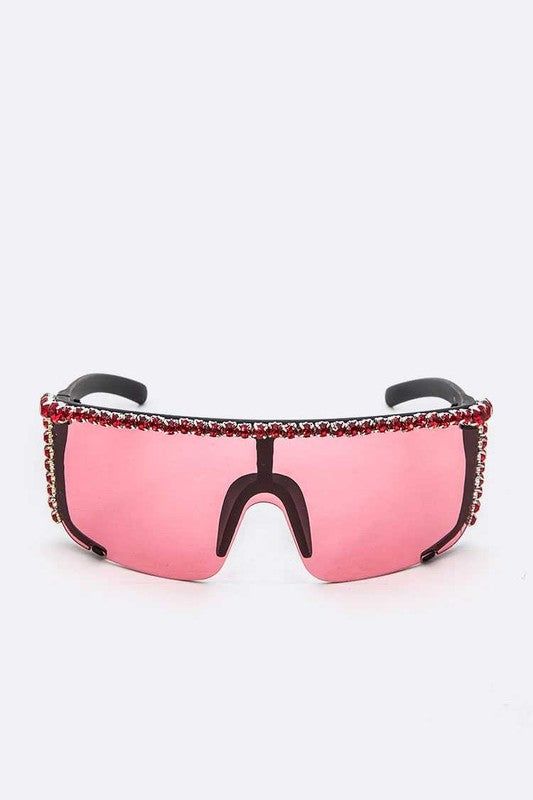 Women's Rhinestone Shield Sunglasses