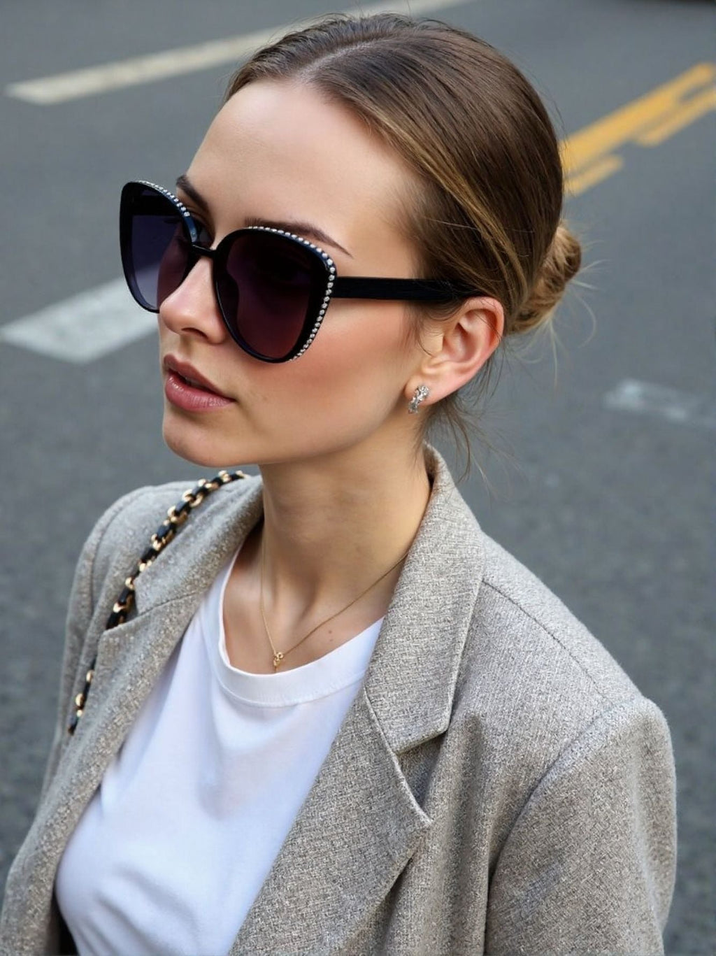 Women's Rhinestone Cat-Eye Sunglasses