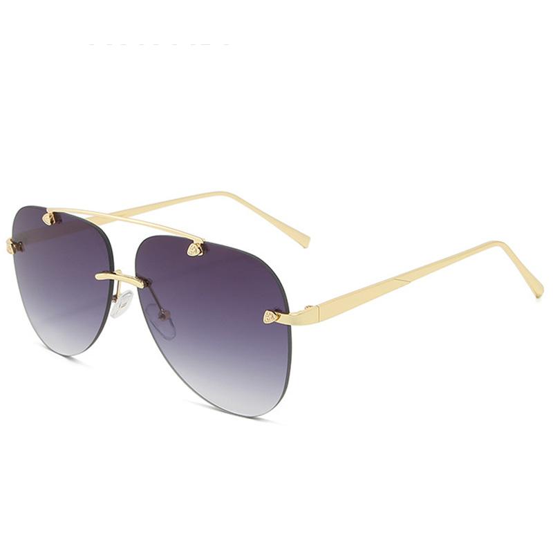 Stevvex metal rimless sunglasses with gradient UV-protected lenses, stylish and lightweight eyewear for sun protection and fashion.