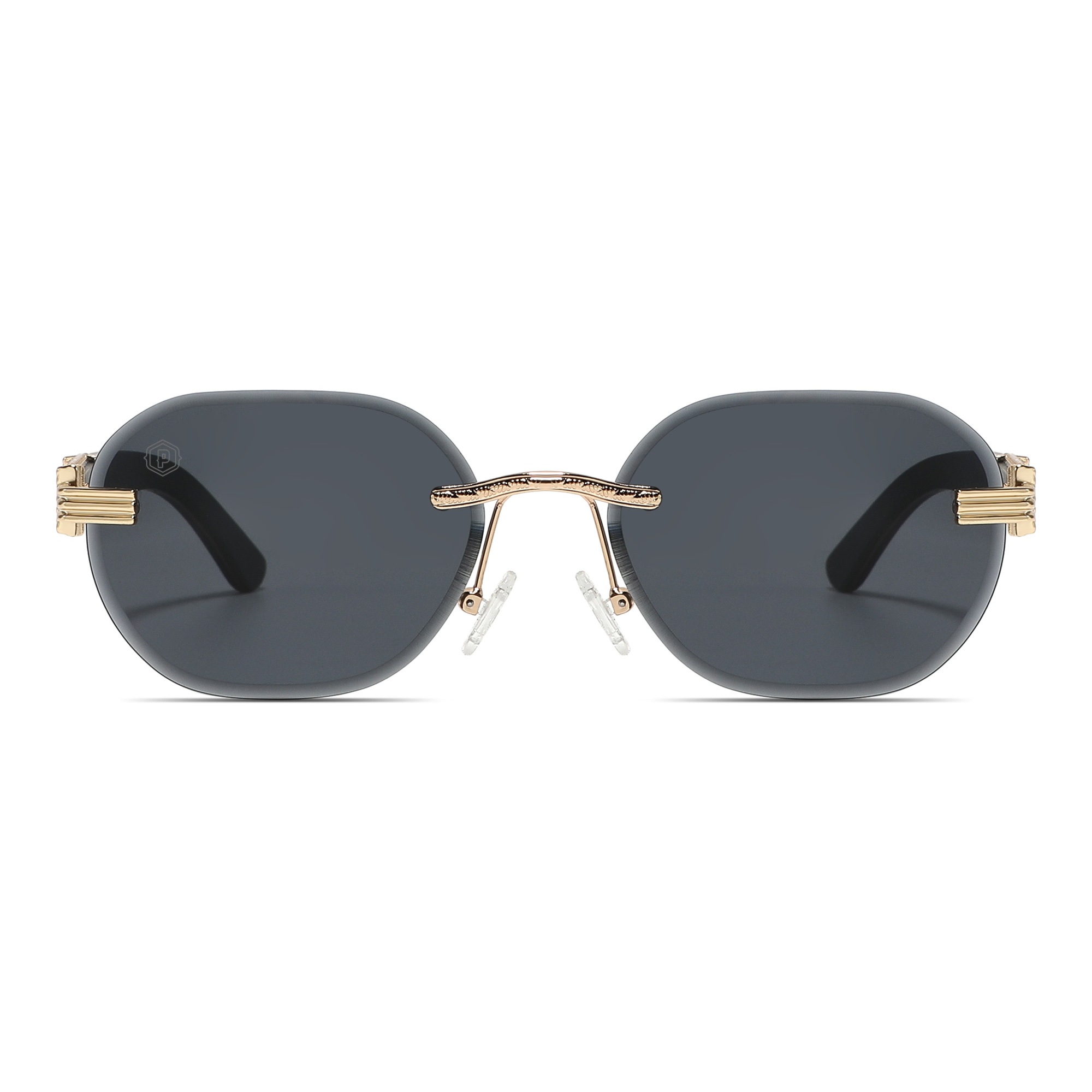 Papago Midnight Agassiz handmade ebony sunglasses with recycled wooden frames, front view showcasing stylish and eco-friendly design.
