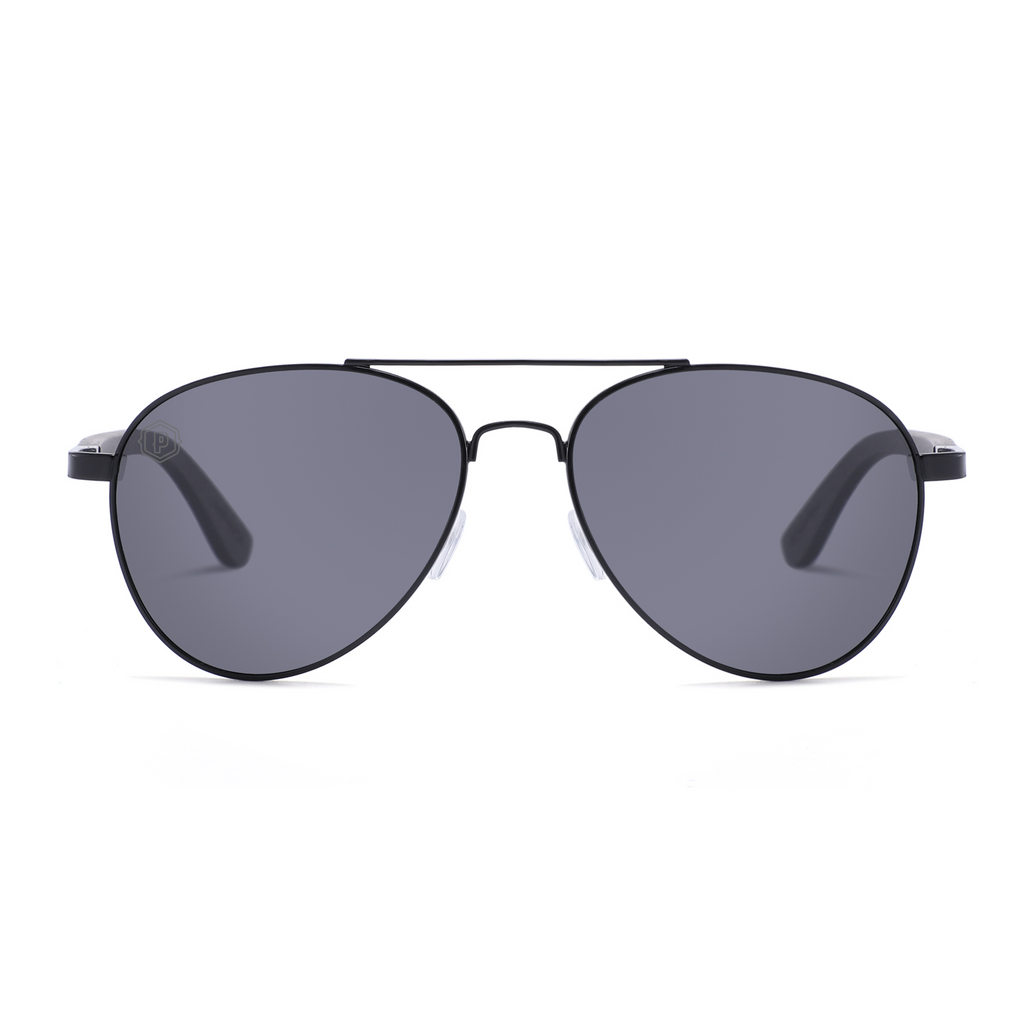 Handmade ebony wood Paloma sunglasses by Papago featuring a sleek, natural wooden frame and dark tinted lenses.