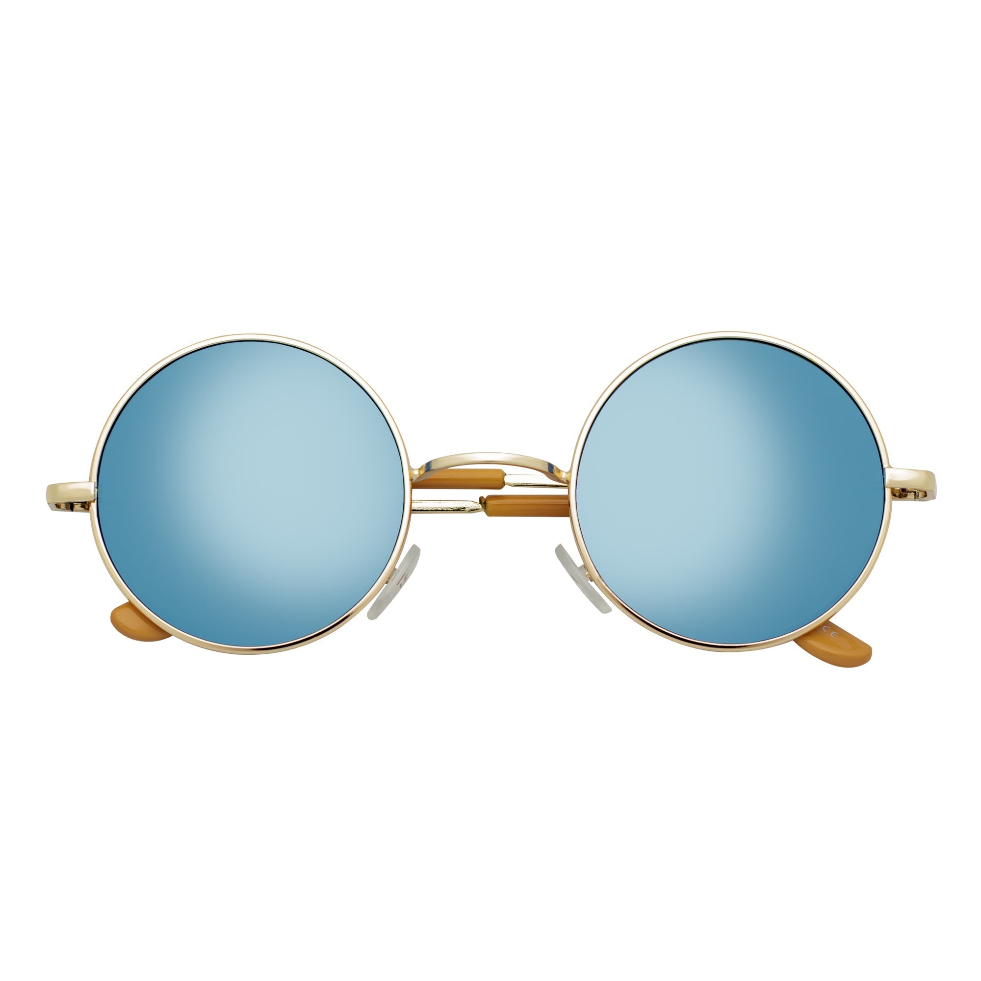 ELTON Retro Circle Round Sunglasses – Gold / Blue Mirror