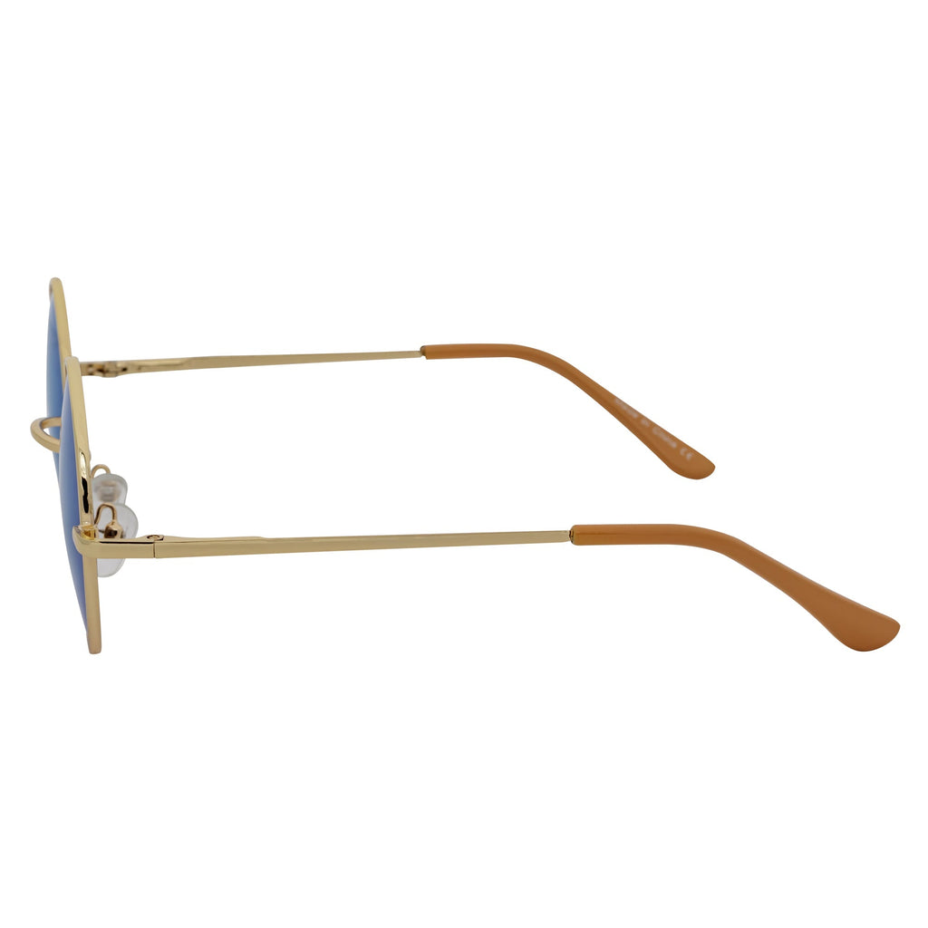 ELTON Retro Circle Round Sunglasses – Gold / Blue Mirror