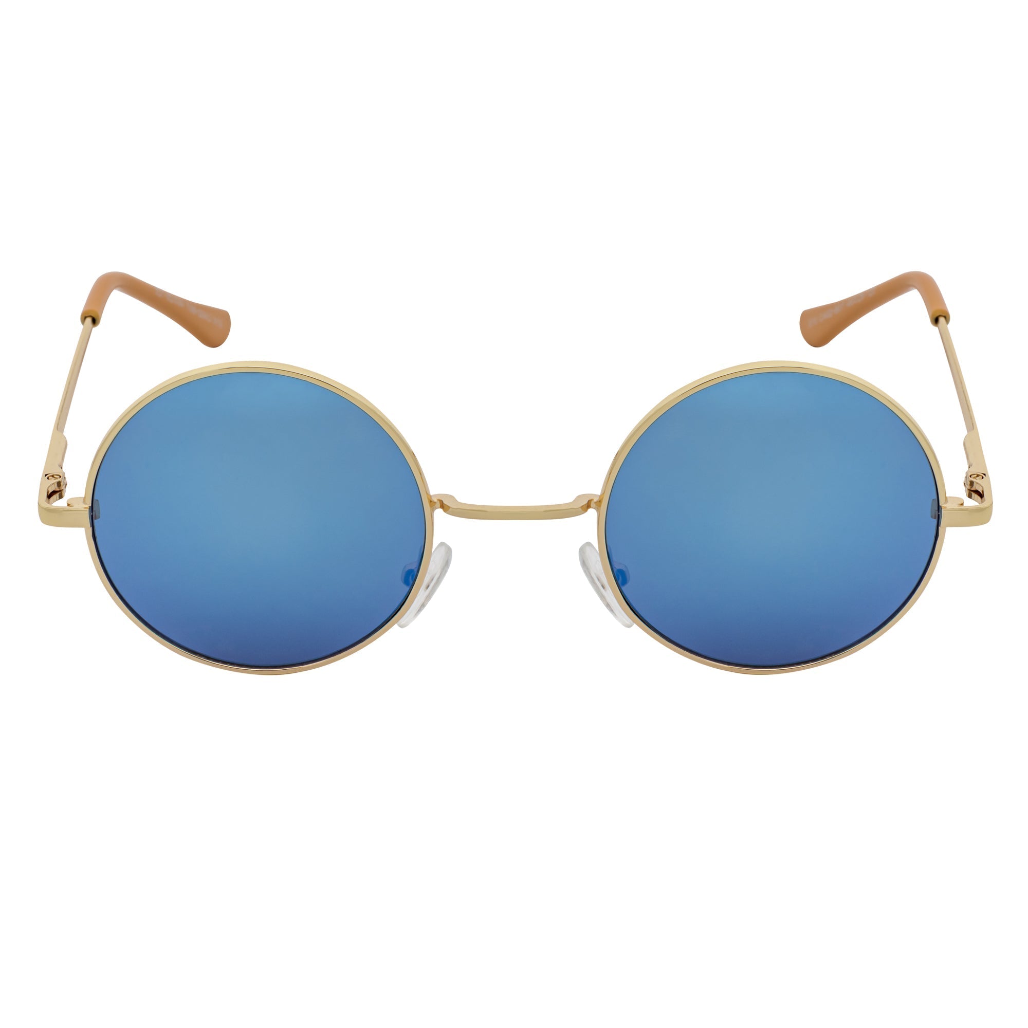 ELTON Retro Circle Round Sunglasses – Gold / Blue Mirror