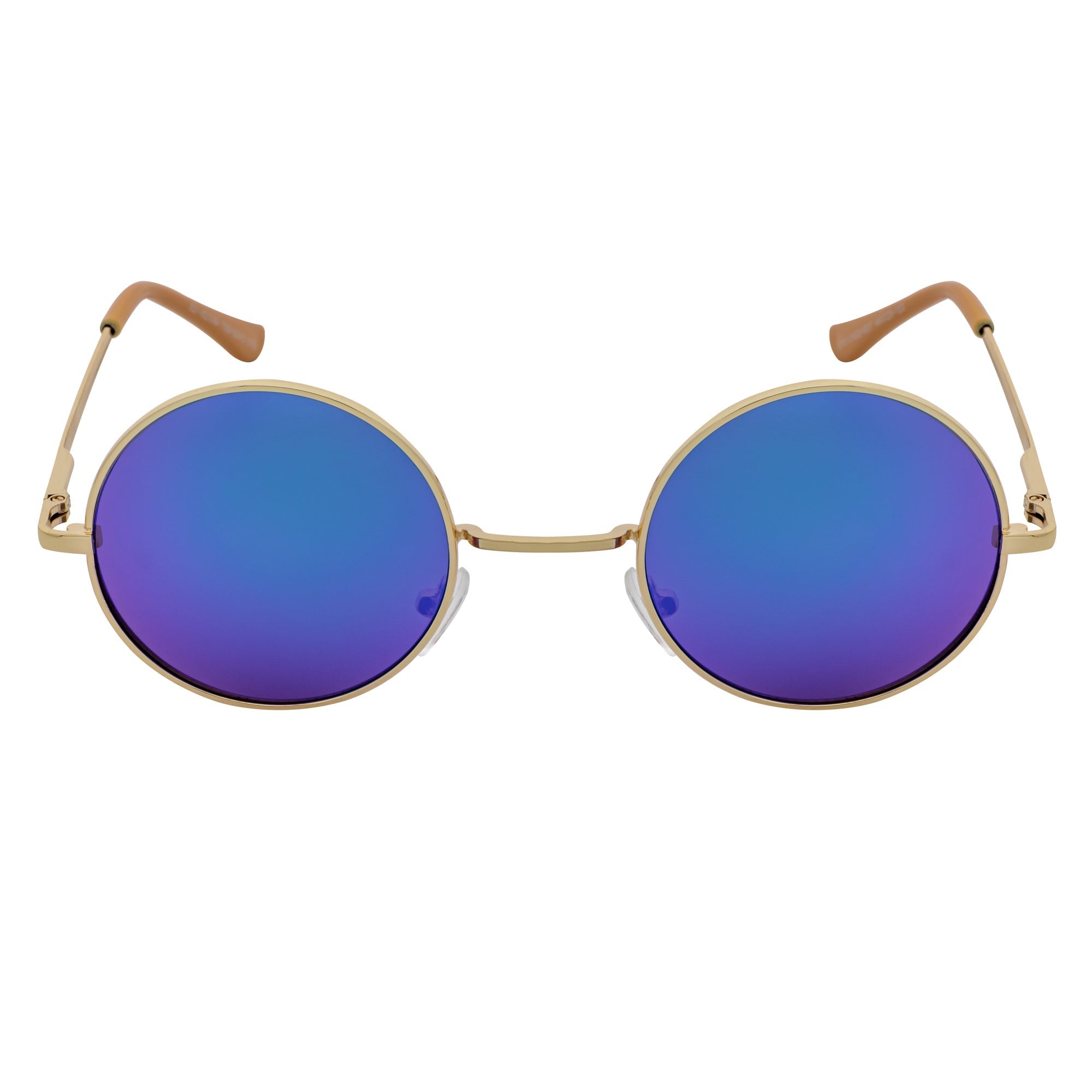 ELTON Retro Circle Round Sunglasses – Gold / Green Mirror