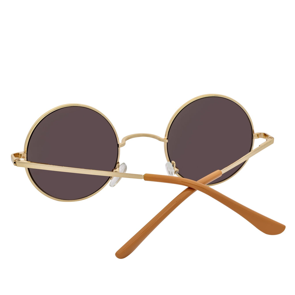 ELTON Retro Circle Round Sunglasses – Gold / Green Mirror