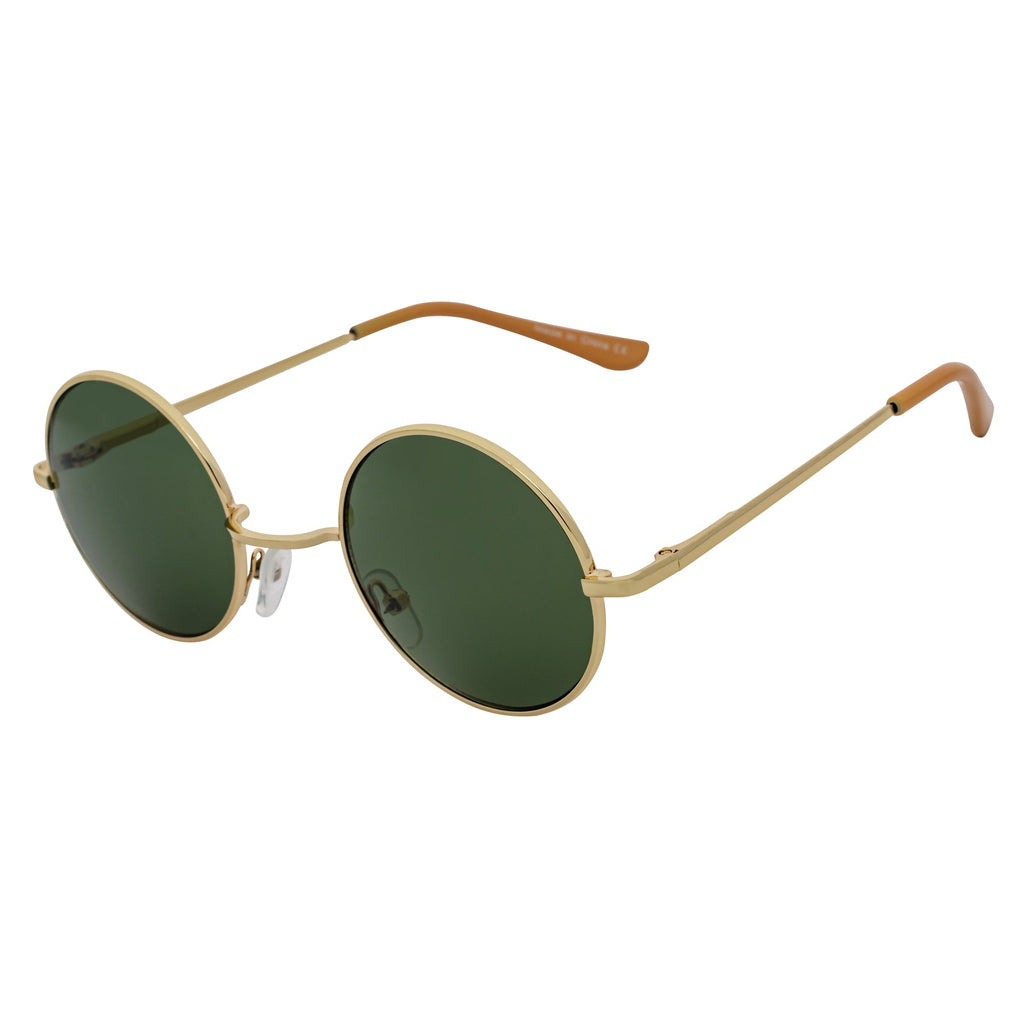 ELTON Retro Circle Round Sunglasses – Gold / Green Tint