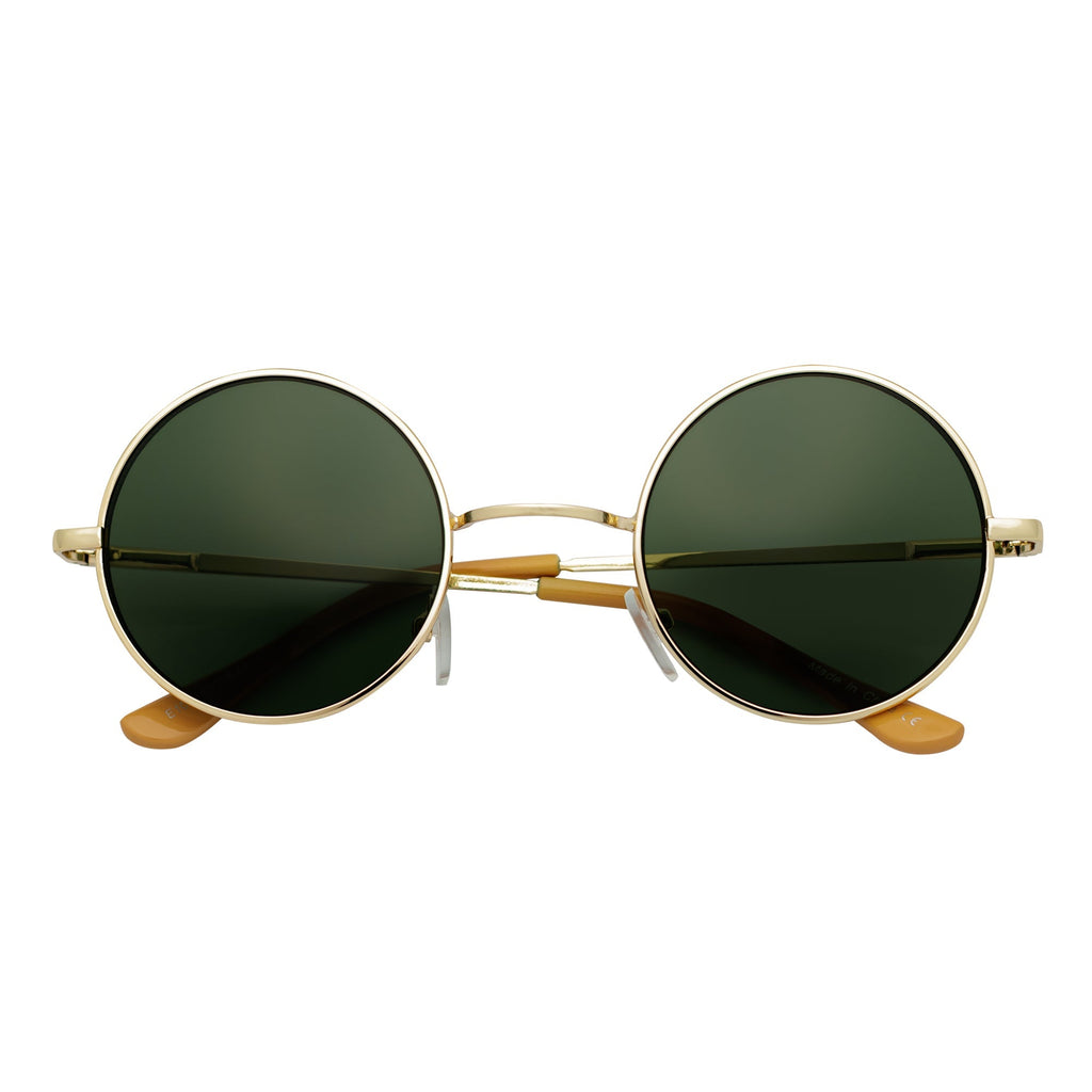 ELTON Retro Circle Round Sunglasses – Gold / Green Tint