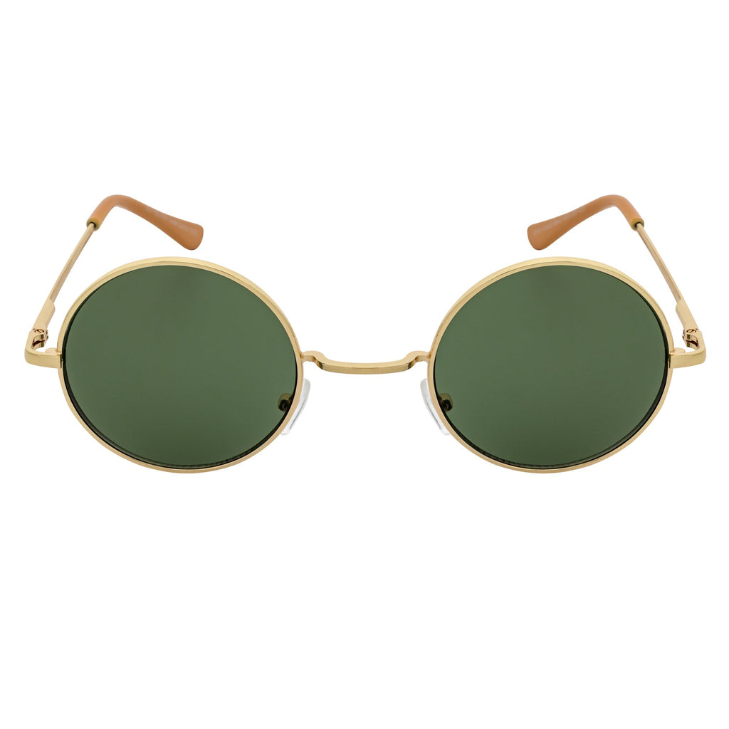 ELTON Retro Circle Round Sunglasses – Gold / Green Tint