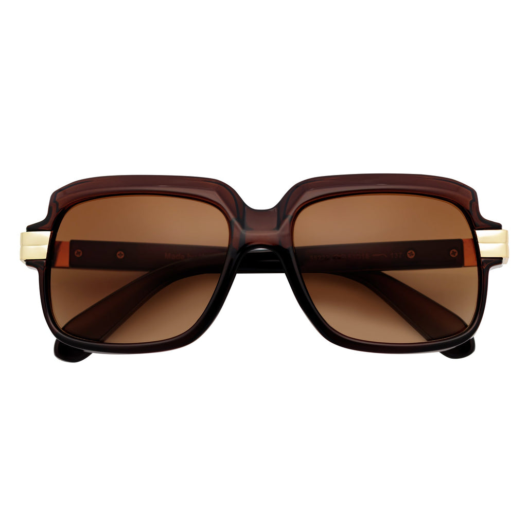 EMCEE Retro Square Sunglasses – Clear Brown / Amber Fade