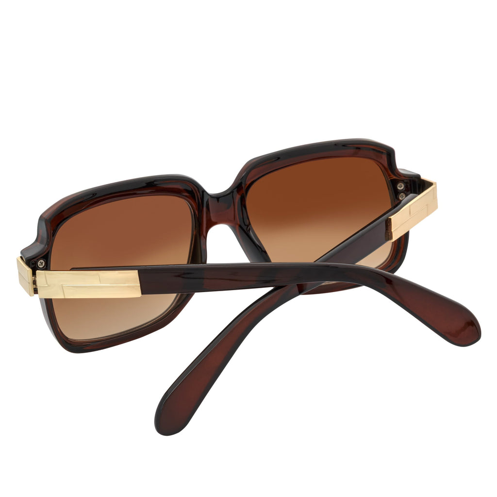 EMCEE Retro Square Sunglasses – Clear Brown / Amber Fade