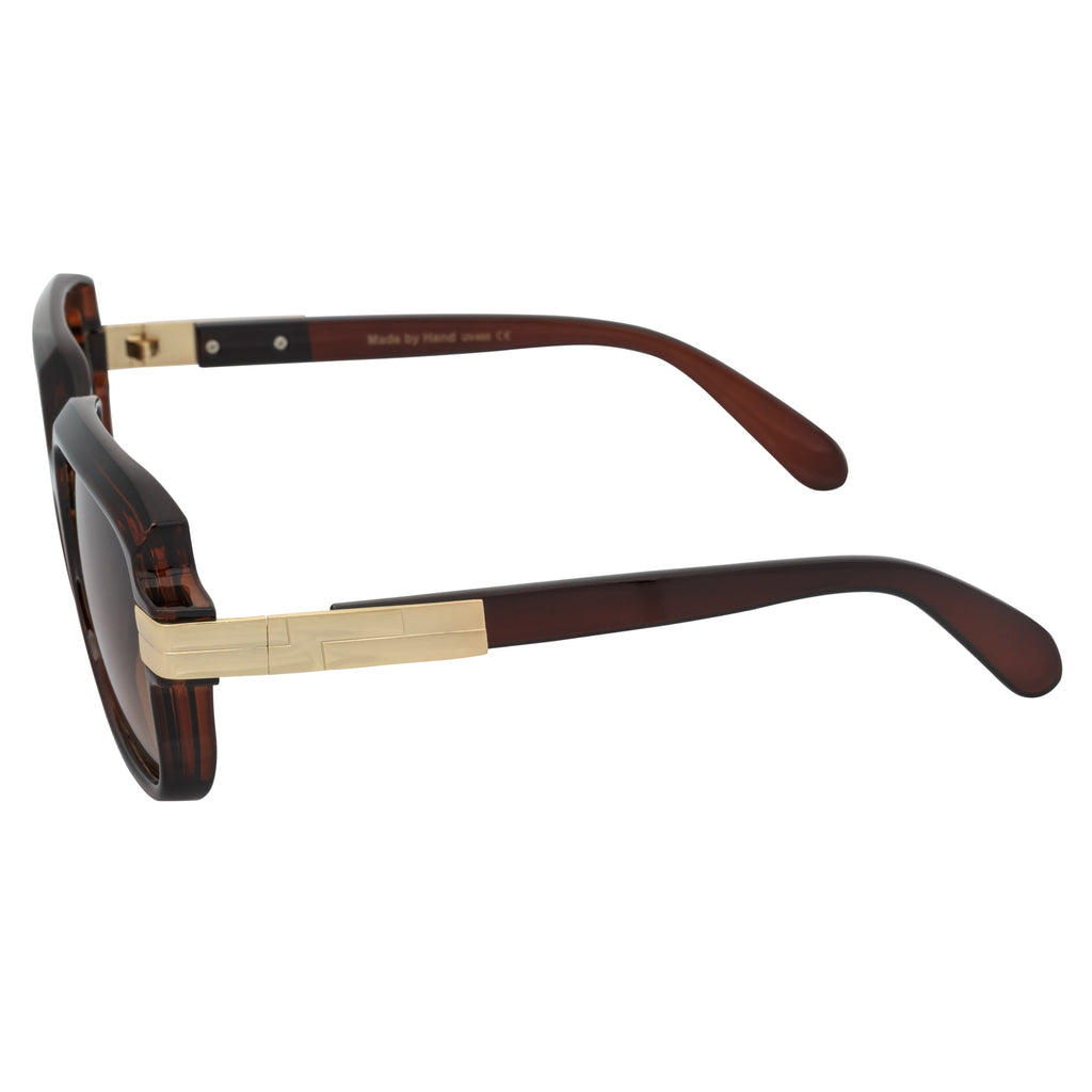 EMCEE Retro Square Sunglasses – Clear Brown / Amber Fade