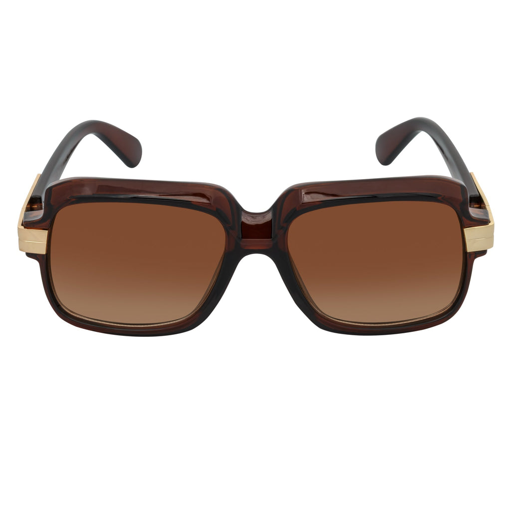 EMCEE Retro Square Sunglasses – Clear Brown / Amber Fade