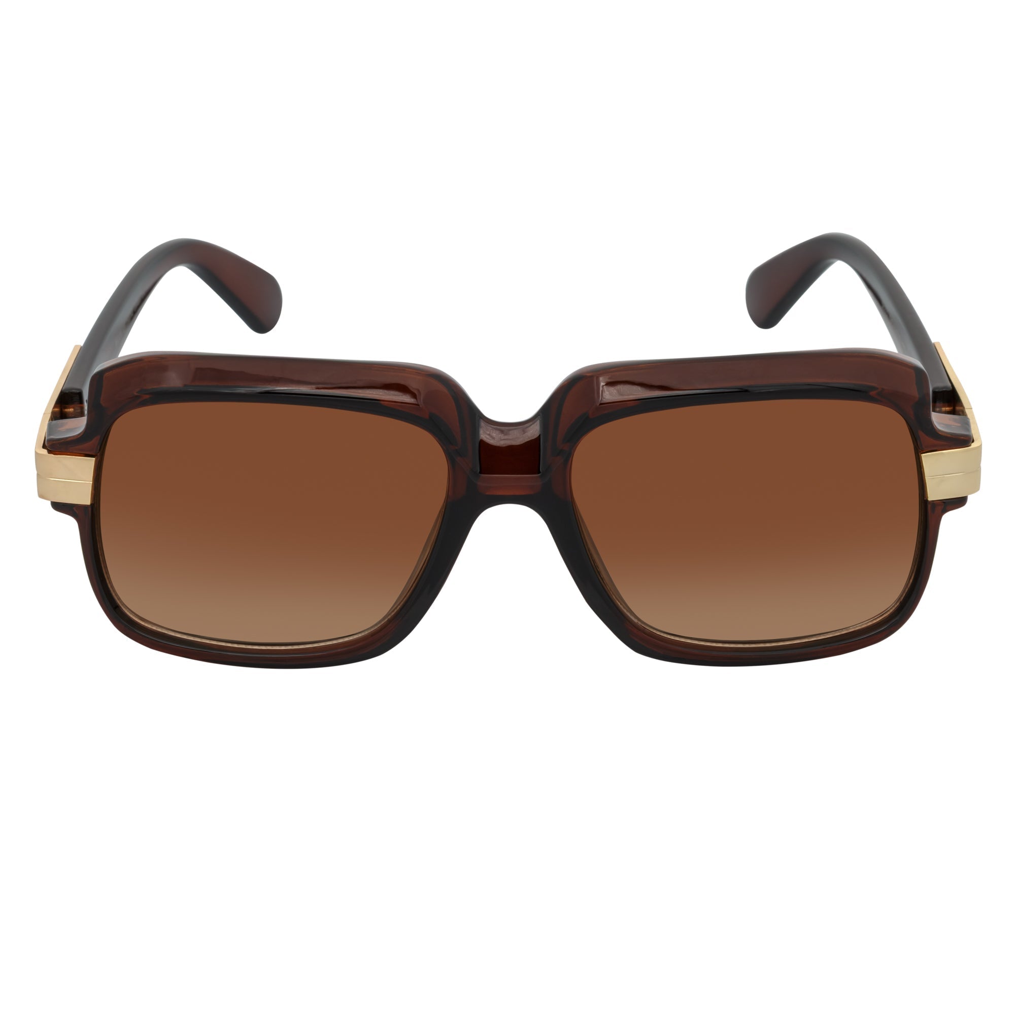 EMCEE Retro Square Sunglasses – Clear Brown / Amber Fade