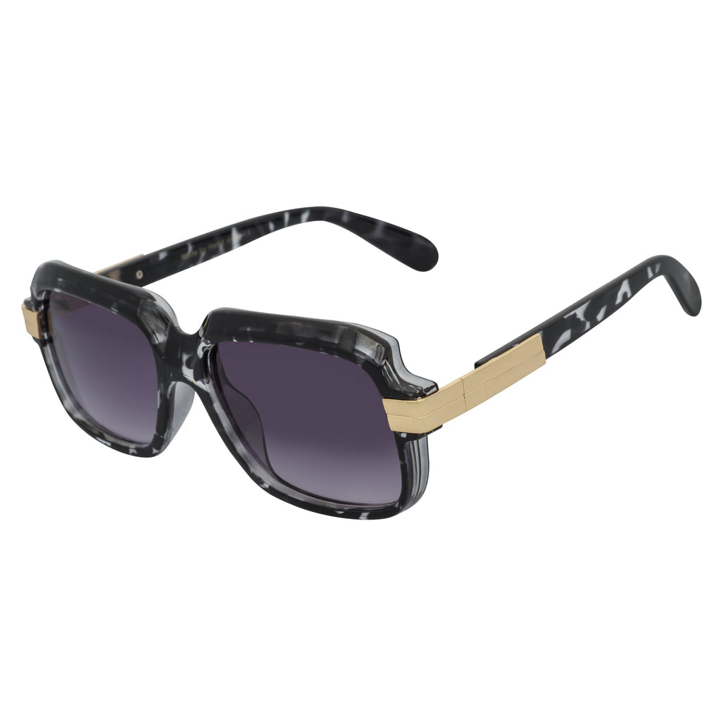 EMCEE Retro Square Sunglasses – White Tortoise / Lavender Fade
