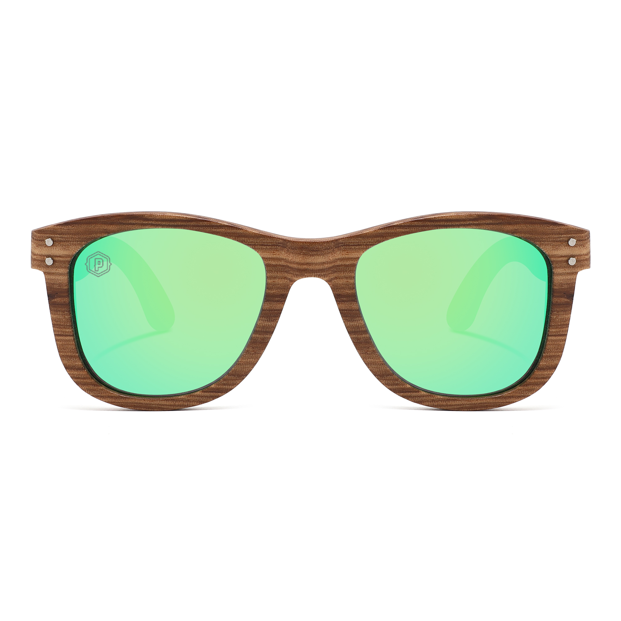 Papago Emerald Dunes sunglasses with handmade recycled wooden frames, showcasing a stylish and eco-friendly design.