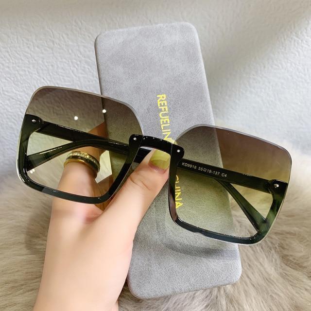 Stevvex Oversized Square Sunglasses – Mirror & Gradient UV400