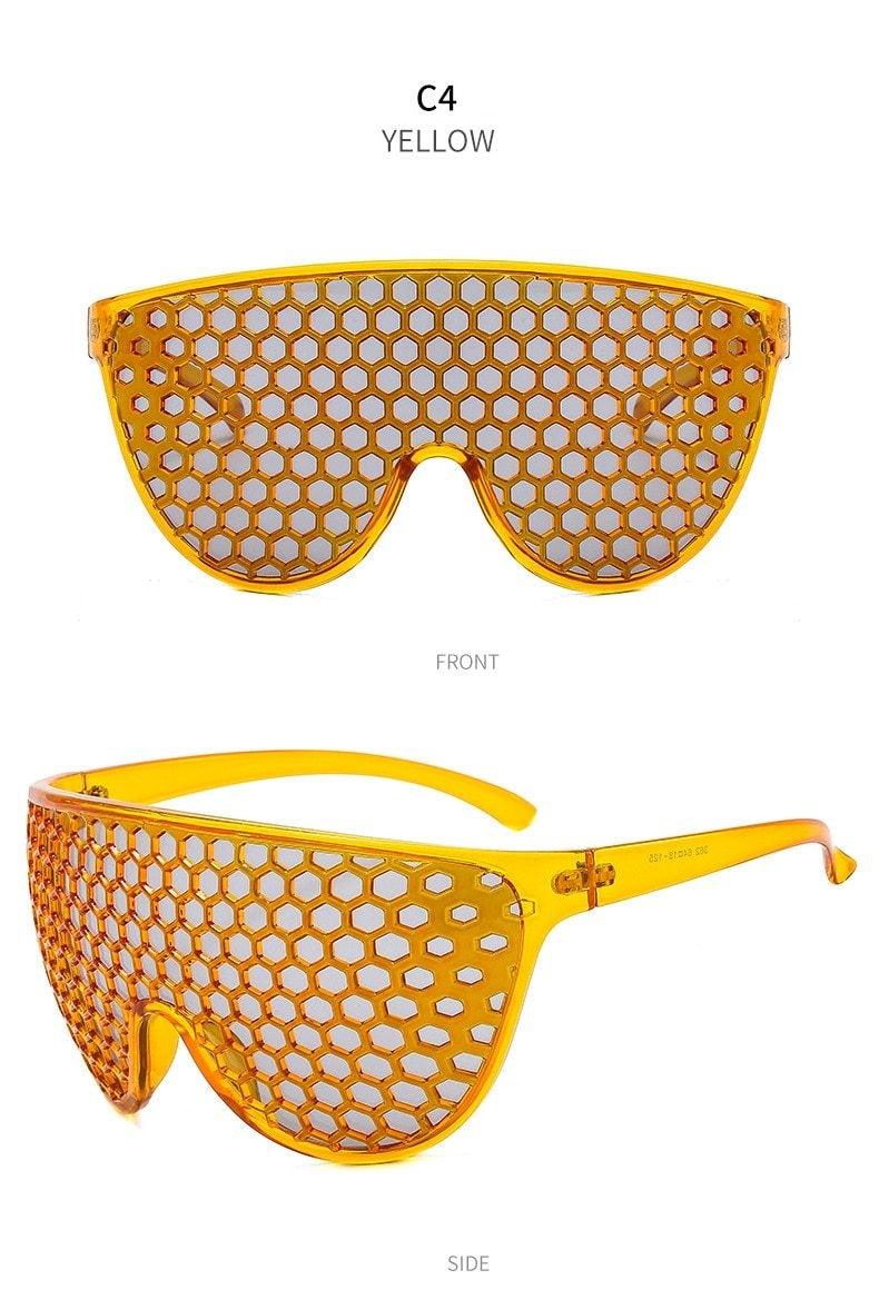 Stevvex Oversized Vintage Round Honeycomb Sunglasses – UV400