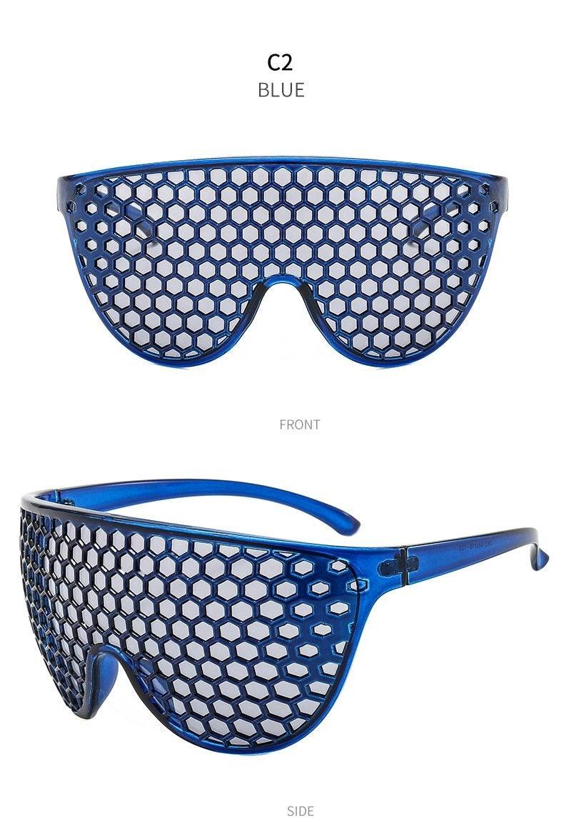 Stevvex Oversized Vintage Round Honeycomb Sunglasses – UV400