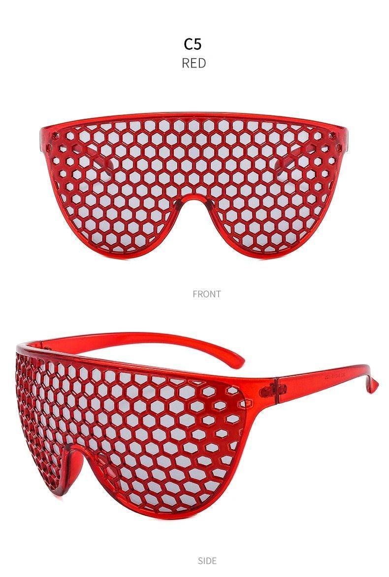 Stevvex Oversized Vintage Round Honeycomb Sunglasses – UV400