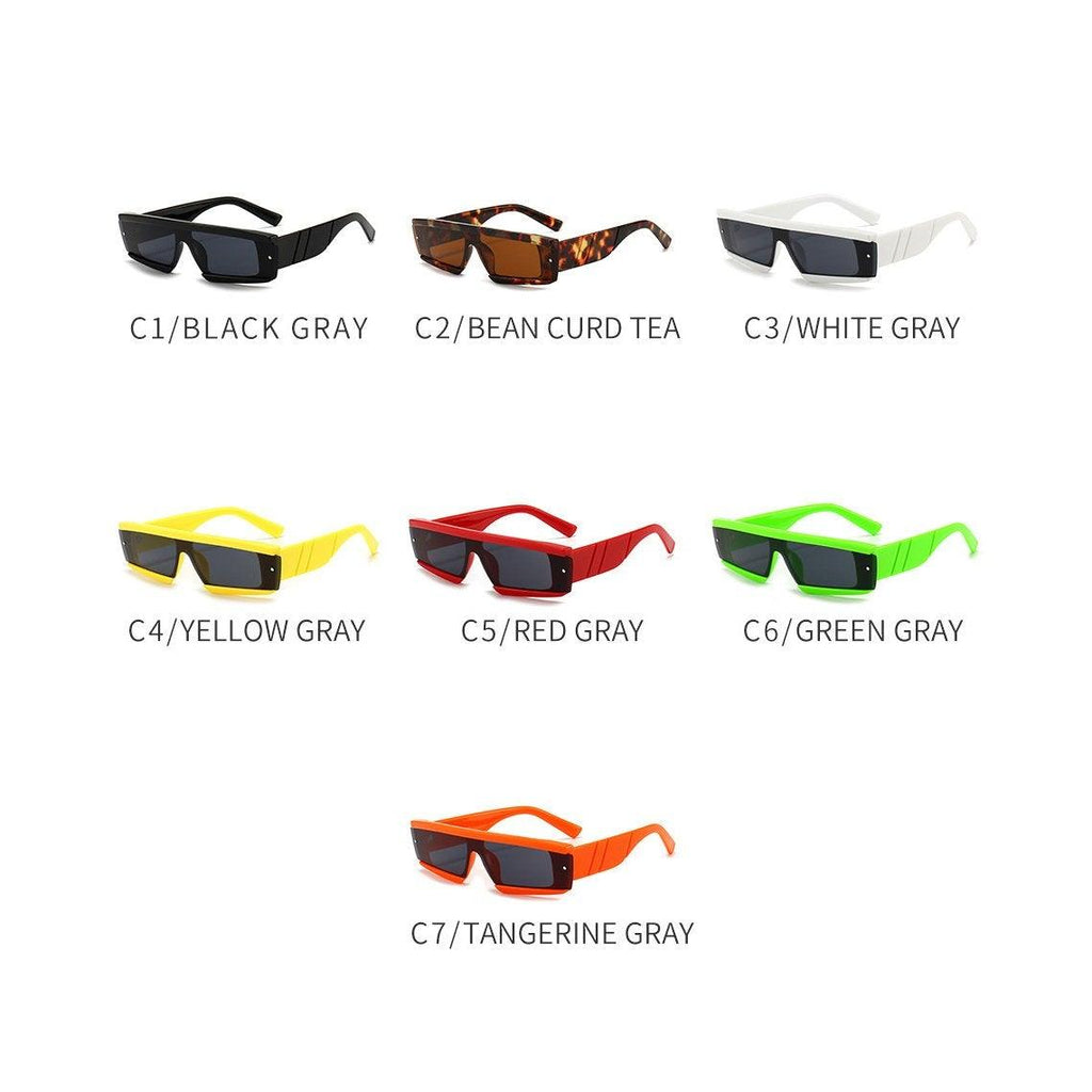 Stylish Stevvex chunky narrow rectangular sunglasses for women and men, featuring unique square frames and outdoor-ready design.