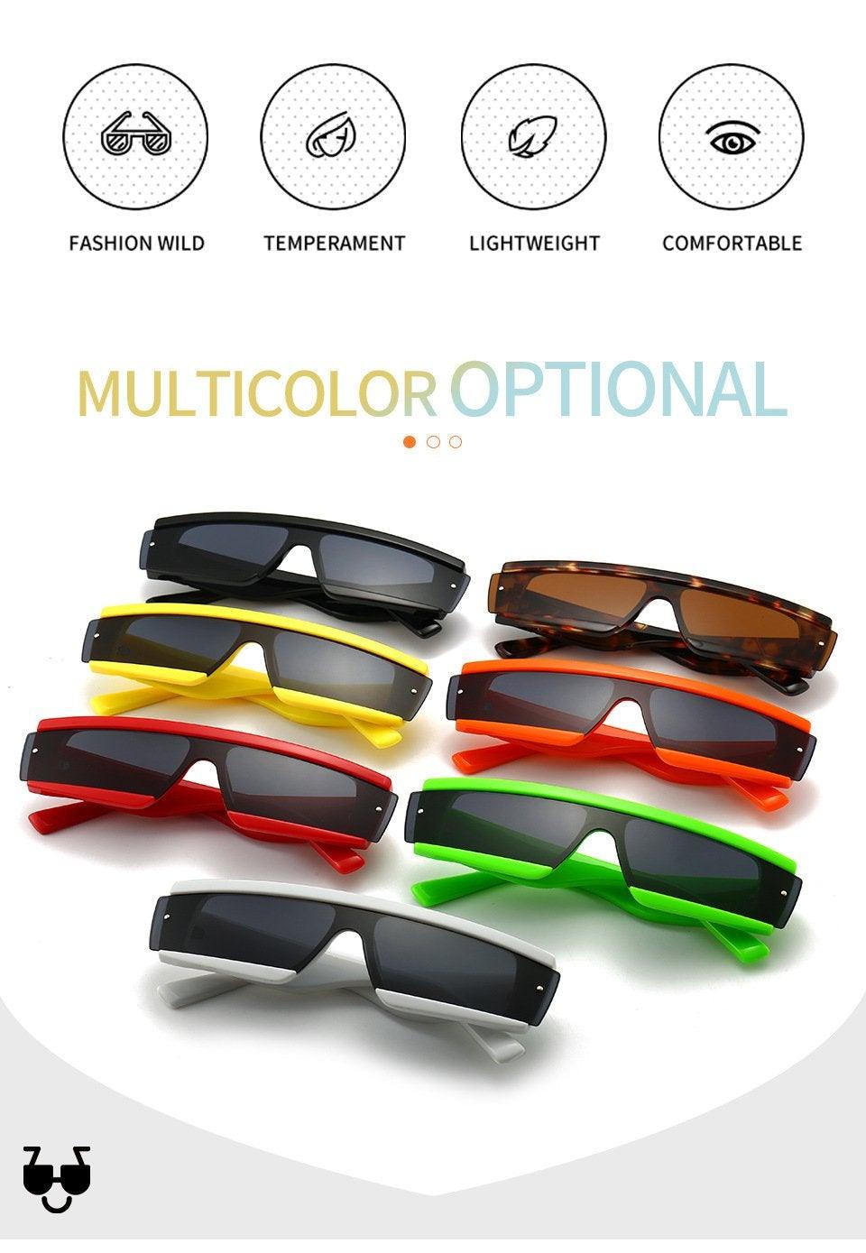 Stylish Stevvex chunky narrow rectangle sunglasses for women and men, featuring a unique square frame and outdoor-ready design.