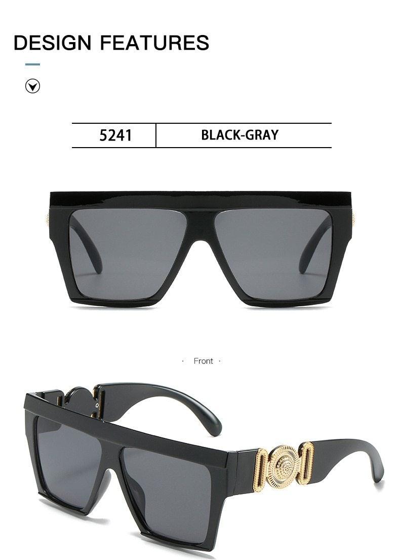 Fashionable oversized square sunglasses by Stevvex with a vintage style, large frame, flat-top design, suitable for women and men.