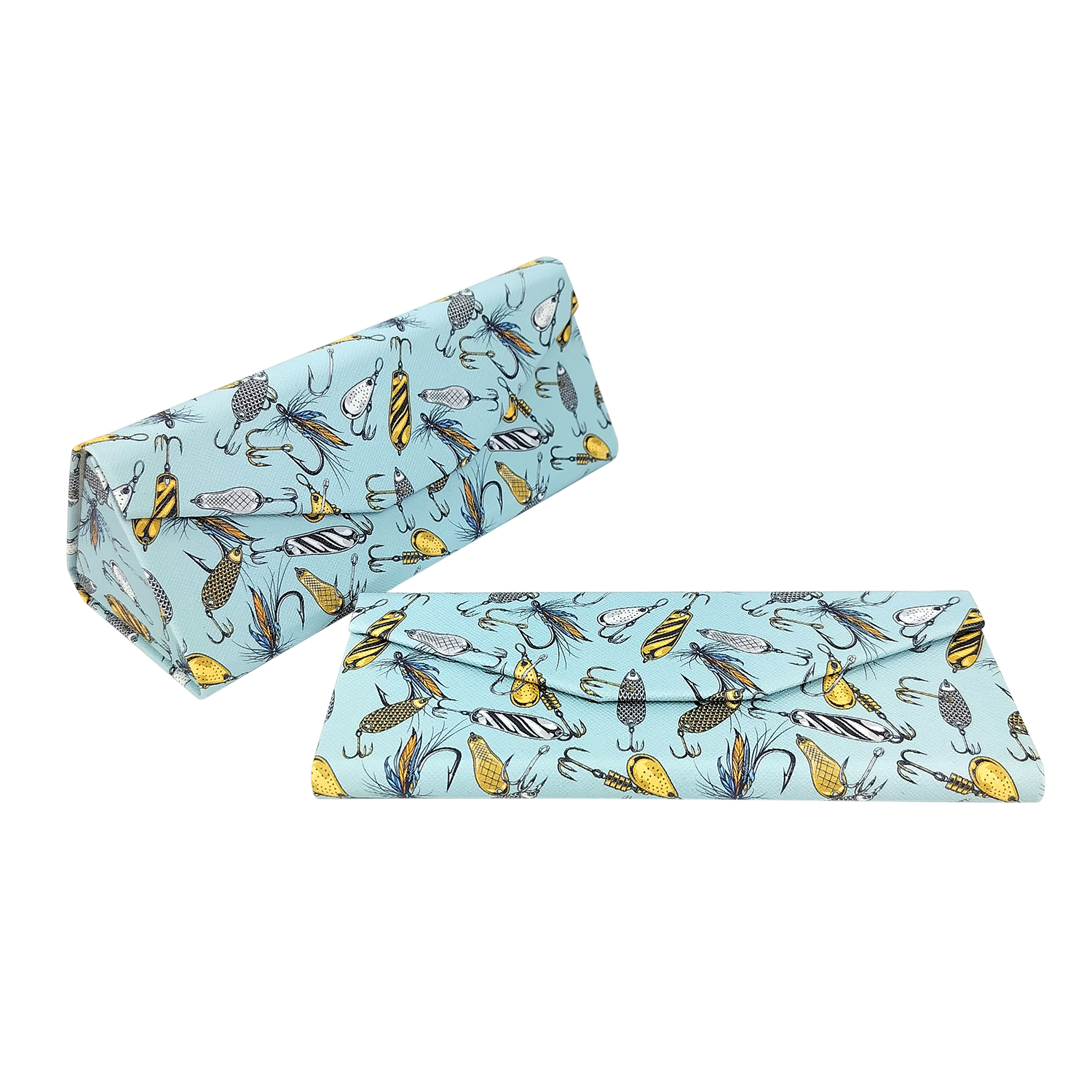 Fishing Lures Print Vegan Leather Glasses Case