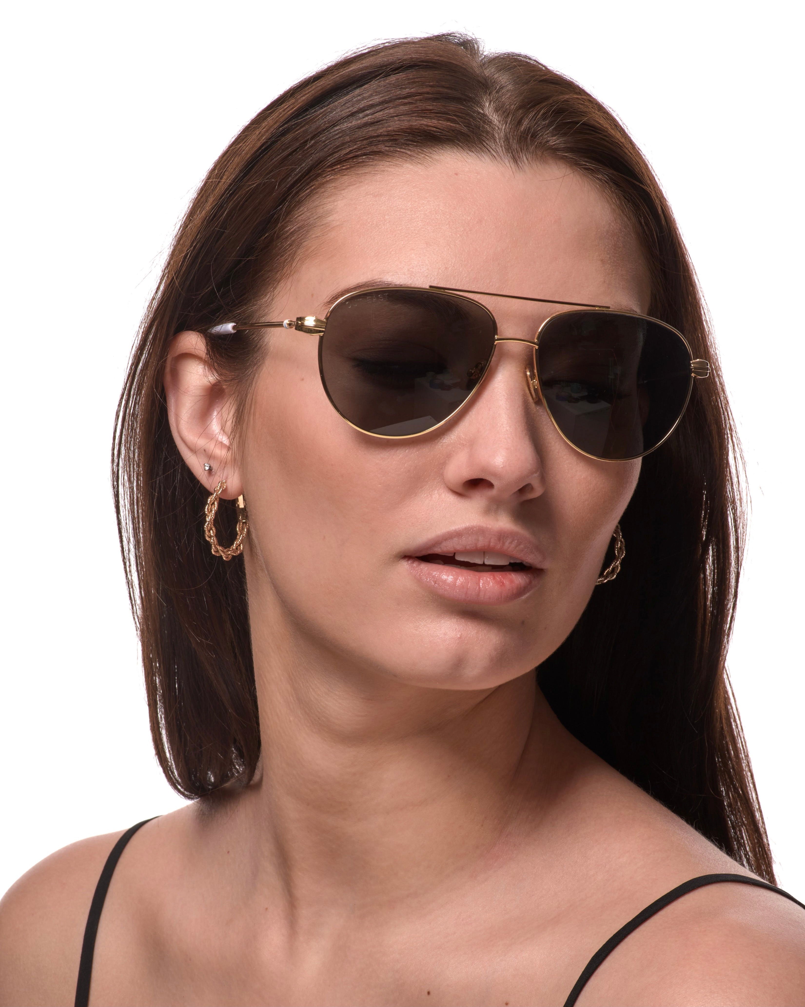 Out East Eyewear GANSETT sunglasses with black frames and dark tinted lenses, stylish and trendy for daily wear.